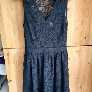 Jack Wills LBD Sleeveless Black Lace Dress with Attached slip size 4